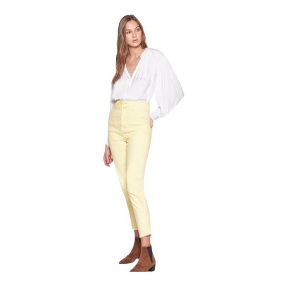 Joie Mirenda Yellow High Rise Cropped Tapered Pants Color Banana NEW - Picture 1 of 15